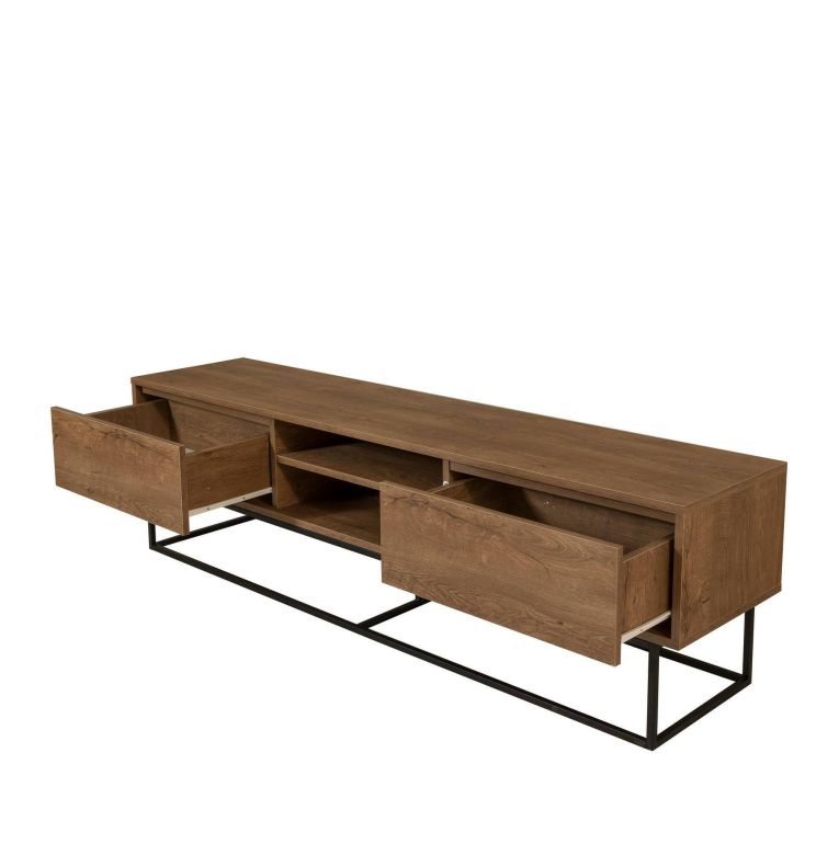 Porta TV noce e nero 180x40x50h cm in legno - Corinna