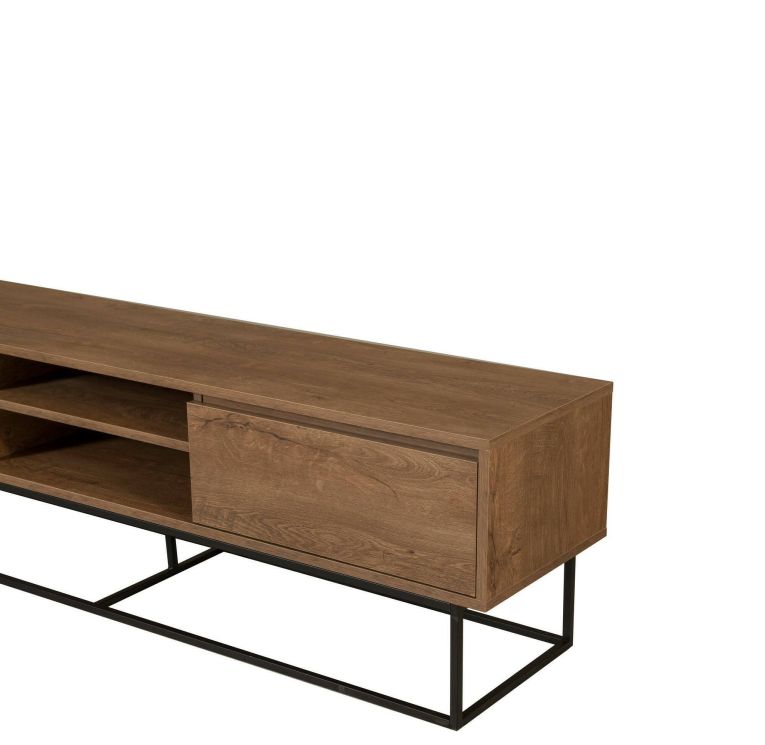Porta TV noce e nero 180x40x50h cm in legno - Corinna