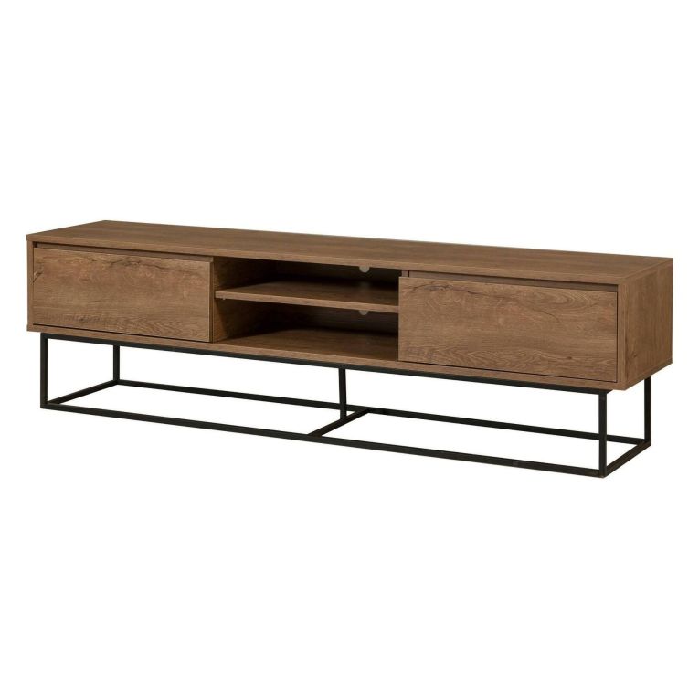 Porta TV noce e nero 180x40x50h cm in legno - Corinna