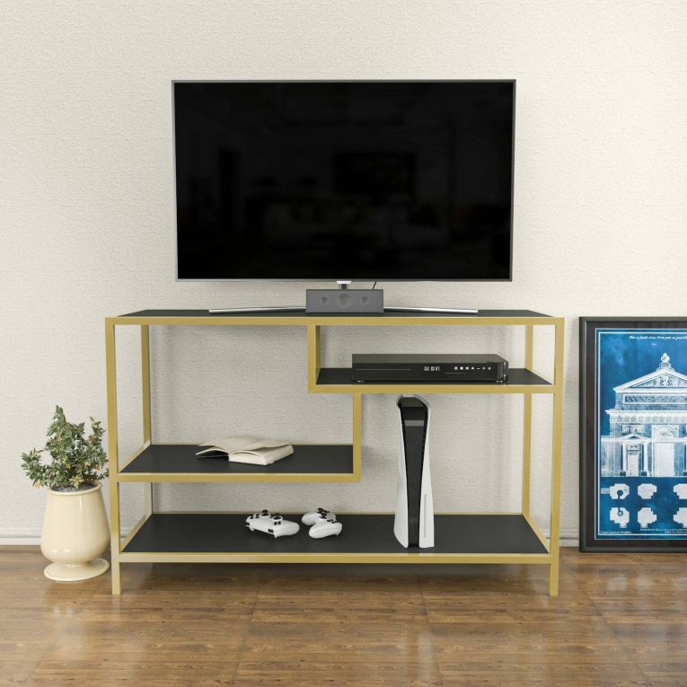 Porta TV oro e antracite 120x39x75h cm in legno - Ivette