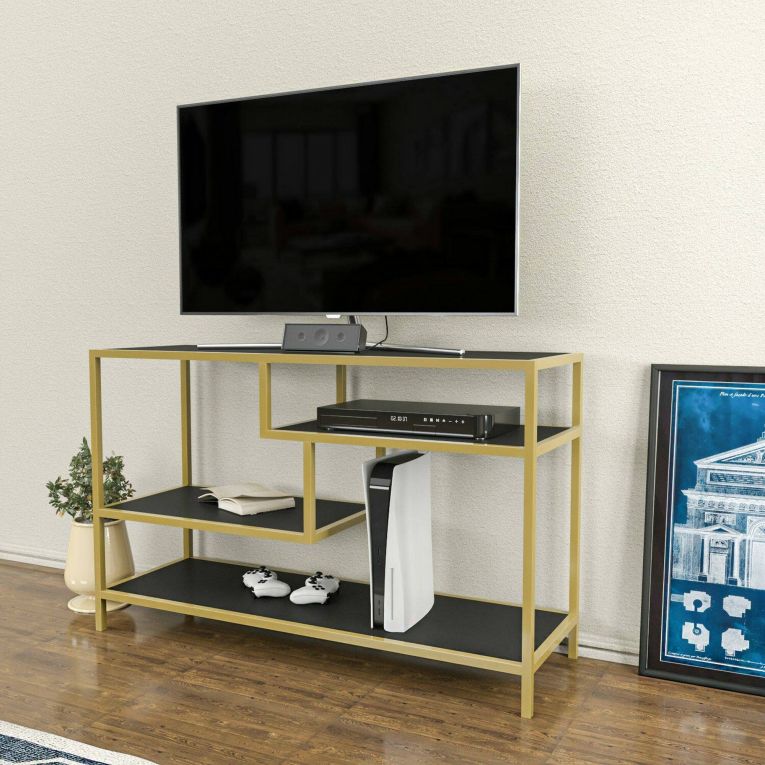 Porta TV oro e antracite 120x39x75h cm in legno - Ivette