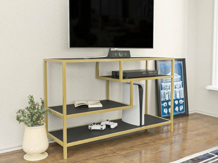 Porta TV oro e antracite 120x39x75h cm in legno - Ivette