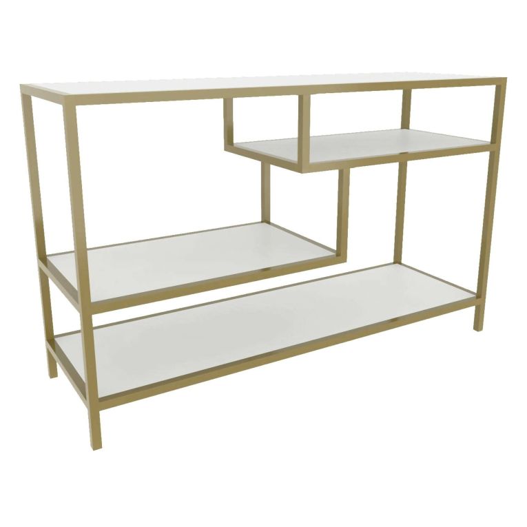 Porta TV oro e bianco 120x39x75h cm in legno - Ivette