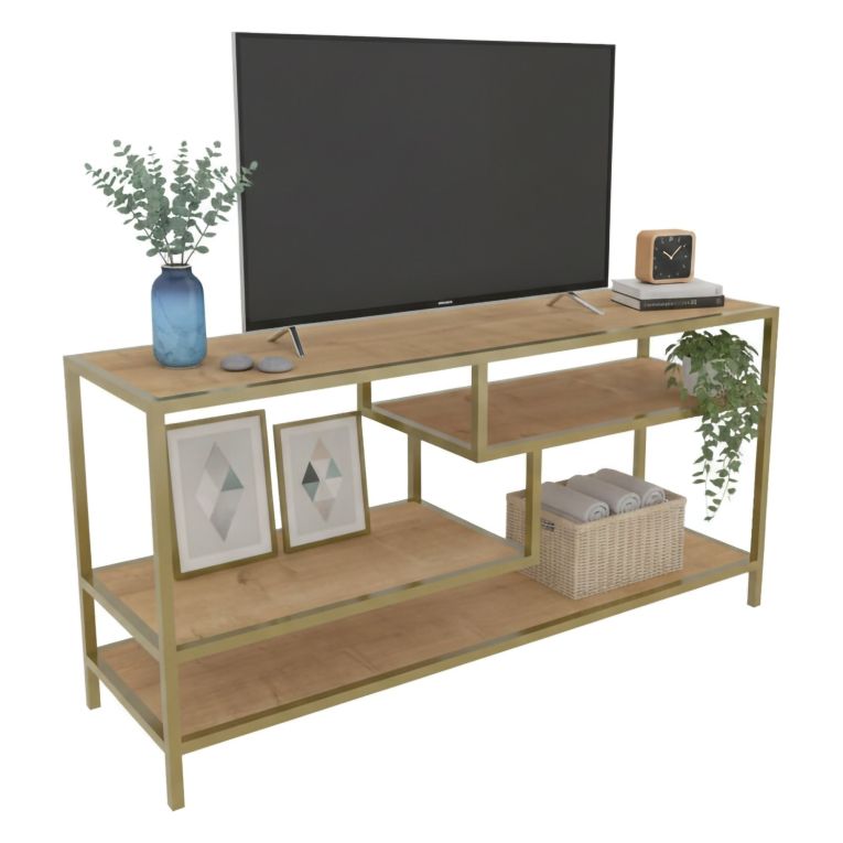 Porta TV oro e quercia 120x39x75h cm in legno - Ivette