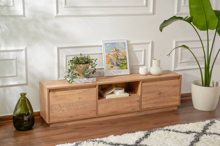 Porta TV pino 160x29x42h cm 3 ante - Morrigan