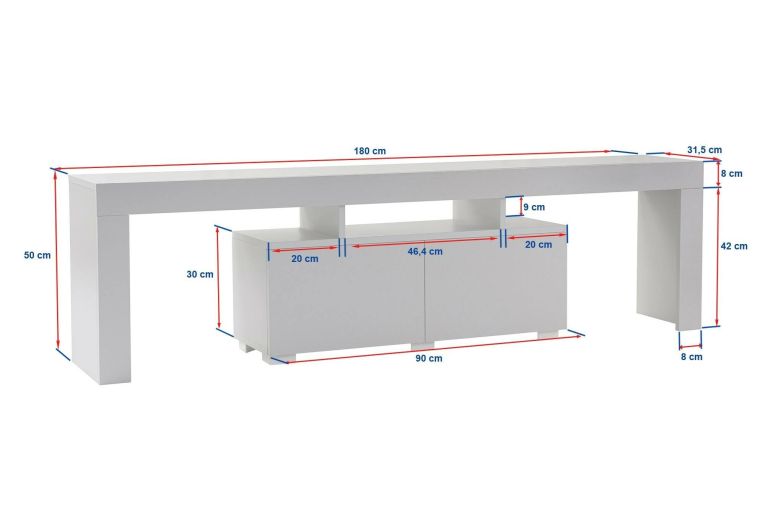 Porta TV pino 180x31x50h cm 2 ante - Andarna