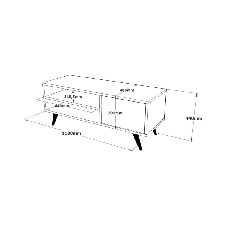 Porta TV quercia 110x40x44h cm 2 ante - Max