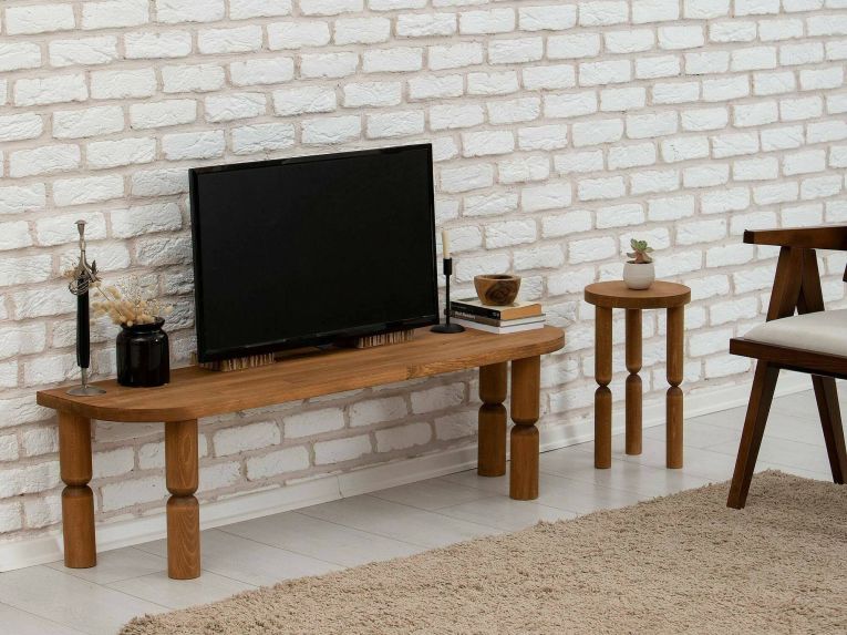 Porta TV quercia 140x35x40h cm in legno - Fengshen