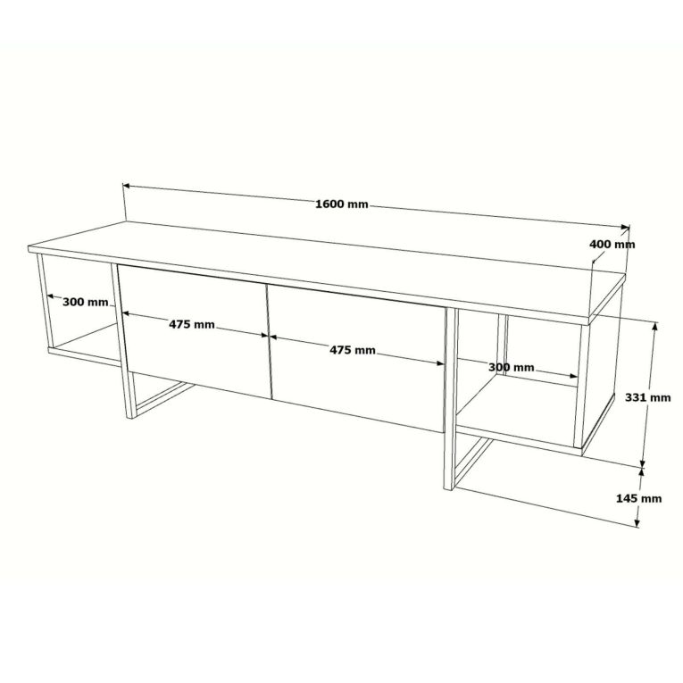Porta TV quercia 160x40x47h cm 2 ante - Barzana