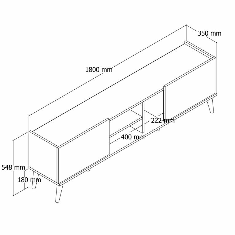 Porta TV quercia 180x34x52h cm 2 ante - Alberona