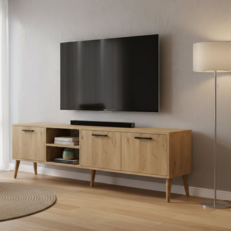 Porta TV quercia 180x35x53h cm 3 ante - Brugine