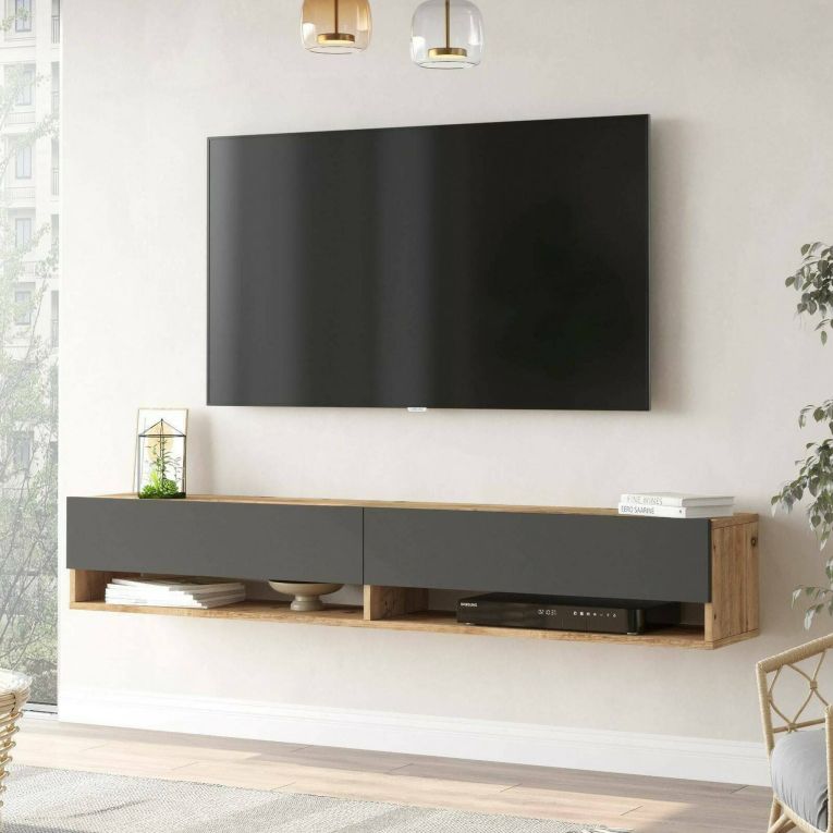 Porta TV quercia e antracite 180x31x29h cm 2 ante - Compasso