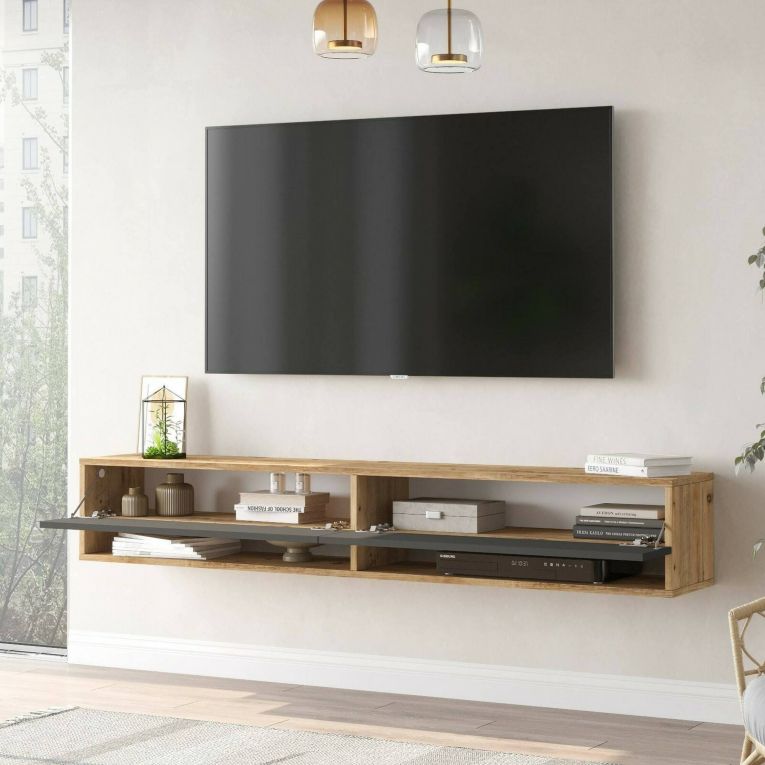 Porta TV quercia e antracite 180x31x29h cm 2 ante - Compasso