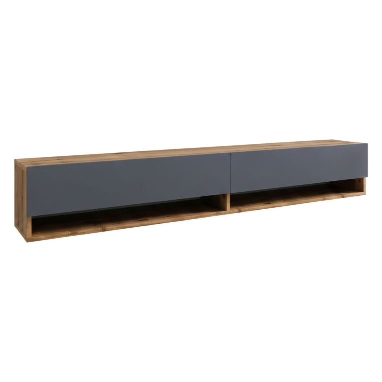 Porta TV quercia e antracite 180x31x29h cm 2 ante - Compasso