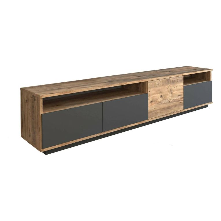 Porta TV quercia e antracite 180x44x44h cm 4 ante - Axi