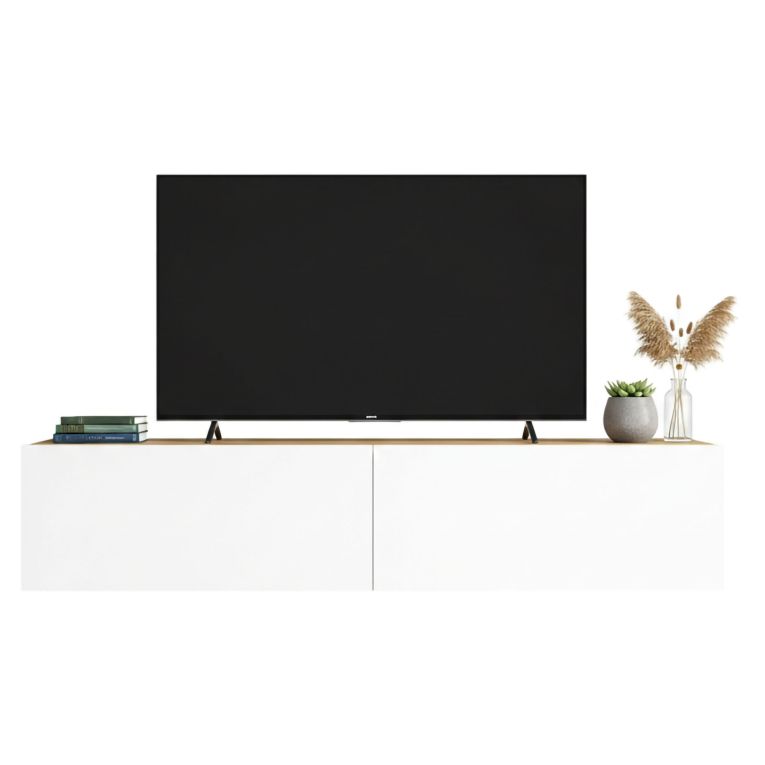 Porta TV quercia e bianco 140x31x29h cm 2 ante - Principi