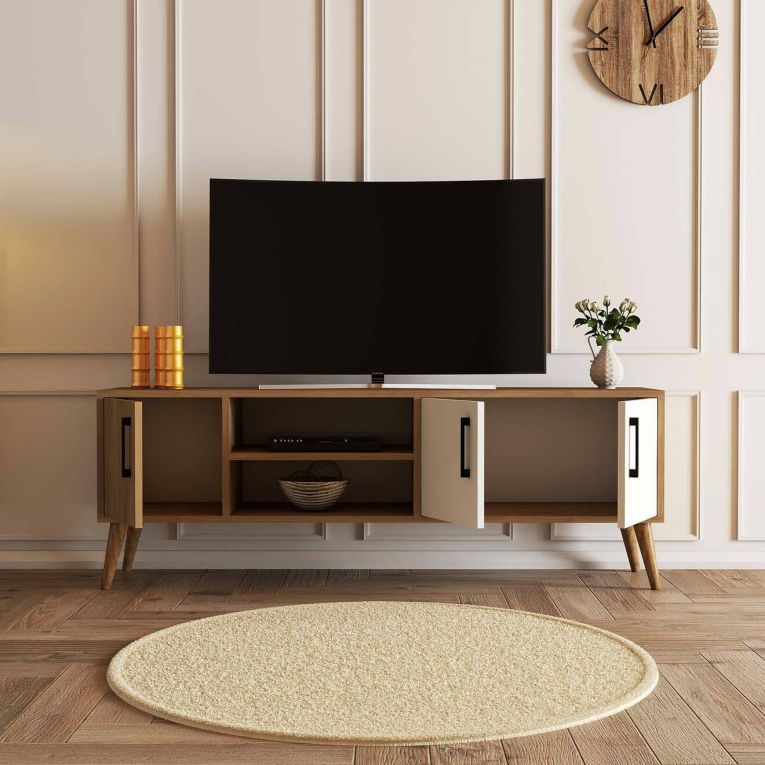 Porta TV quercia e bianco 150x34x52h cm 3 ante - Brugine