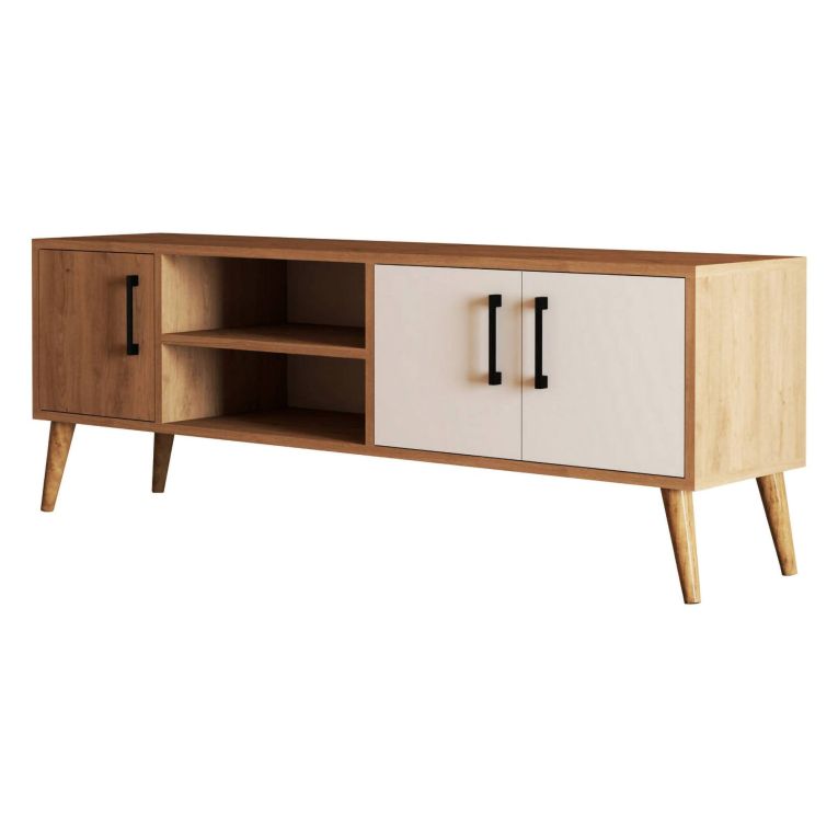 Porta TV quercia e bianco 150x34x52h cm 3 ante - Brugine