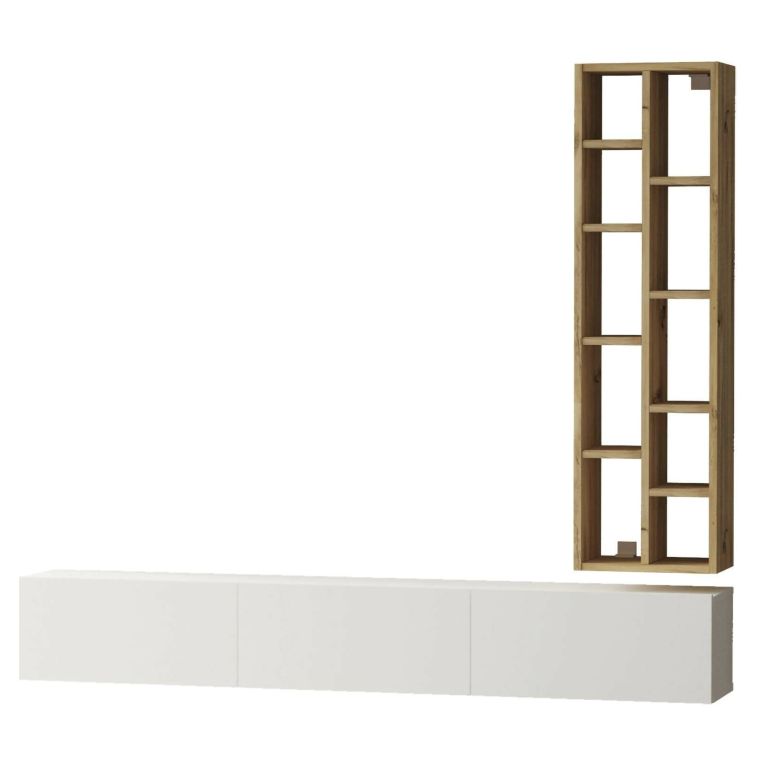 Porta TV quercia e bianco 174x27x25h cm 3 ante - Giusi