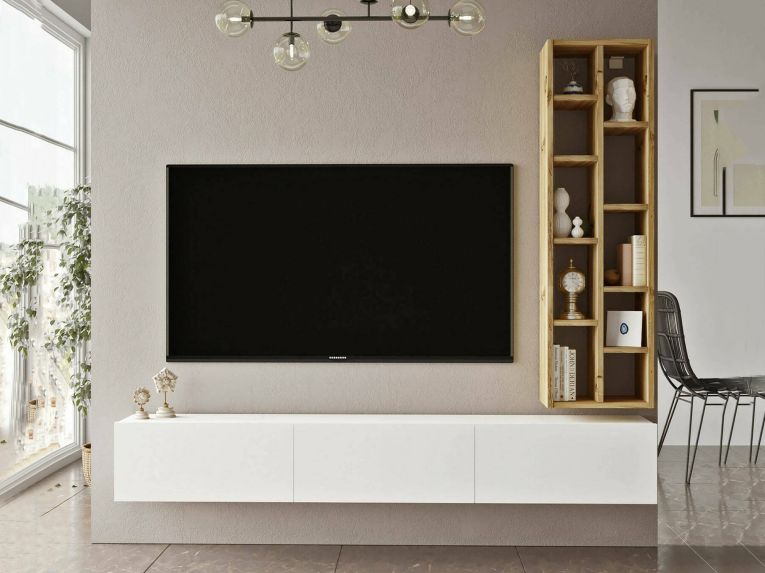Porta TV quercia e bianco 174x27x25h cm 3 ante - Giusi