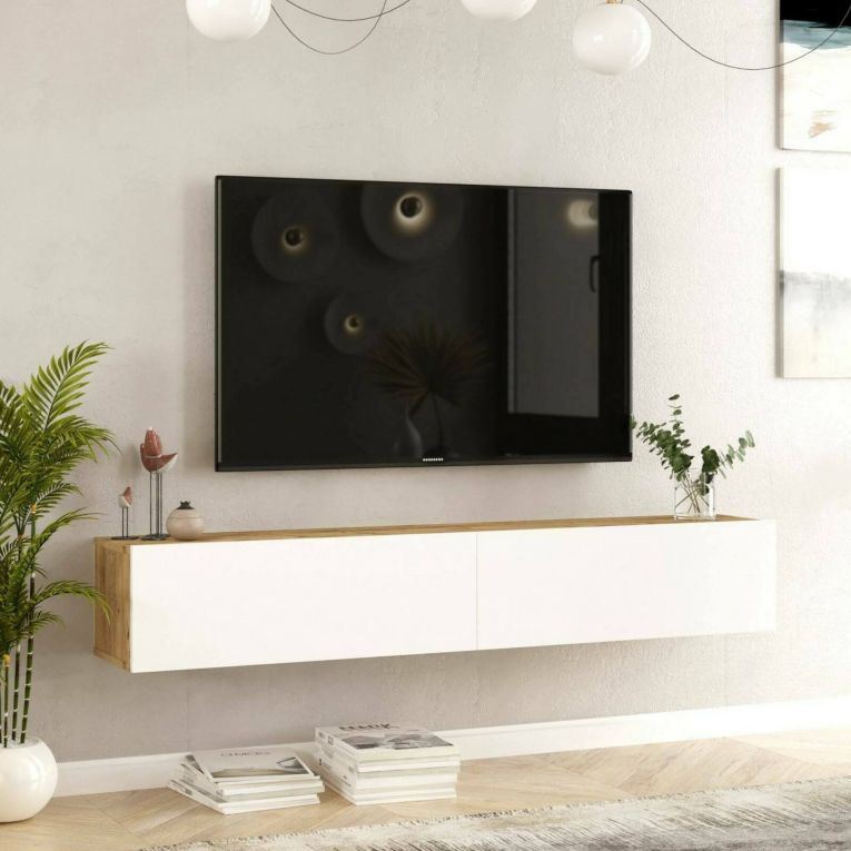 Porta TV quercia e bianco 180x31x29h cm 2 ante - Pavone