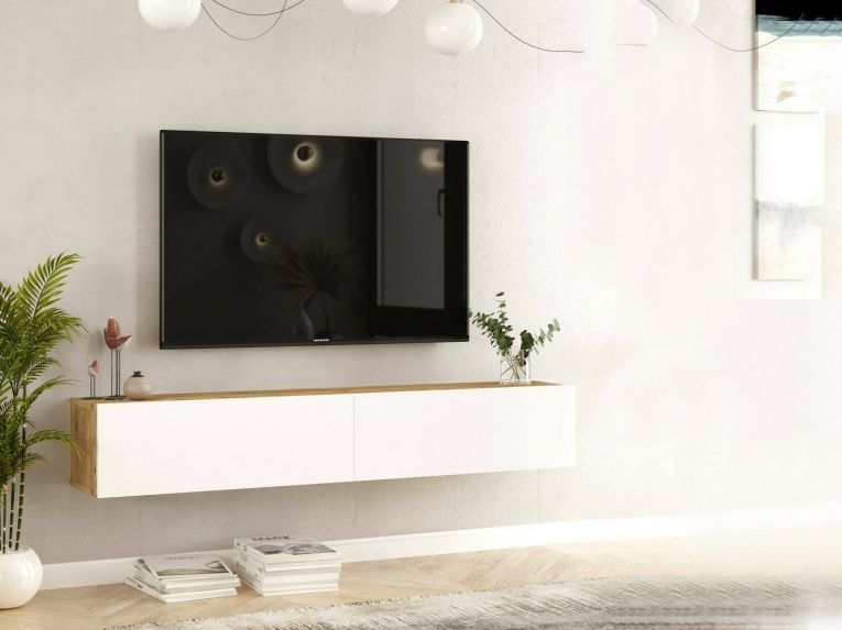 Porta TV quercia e bianco 180x31x29h cm 2 ante - Pavone