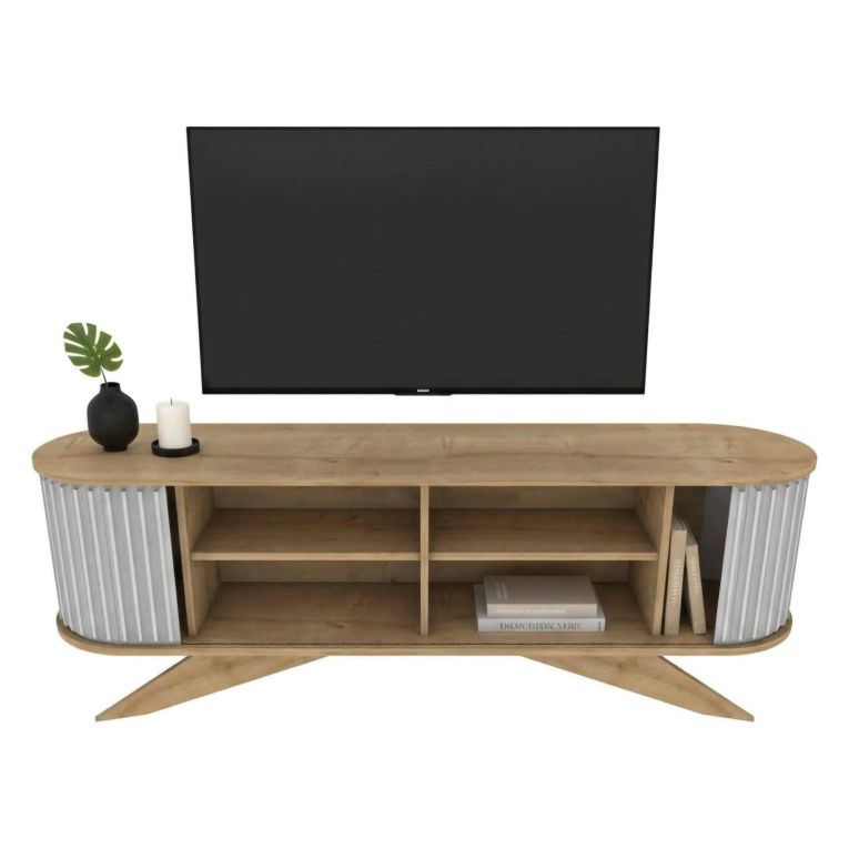 Porta TV quercia e bianco 180x43x60h cm in legno - Bailu
