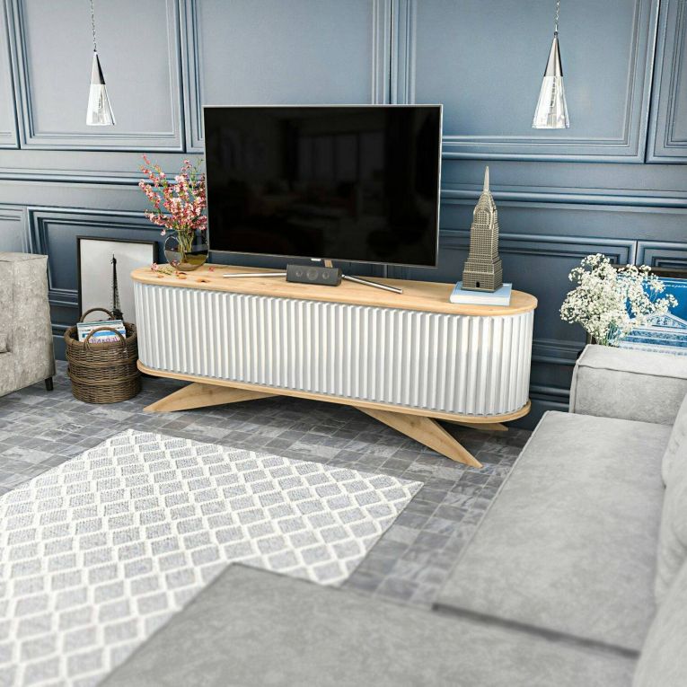 Porta TV quercia e bianco 180x43x60h cm in legno - Bailu