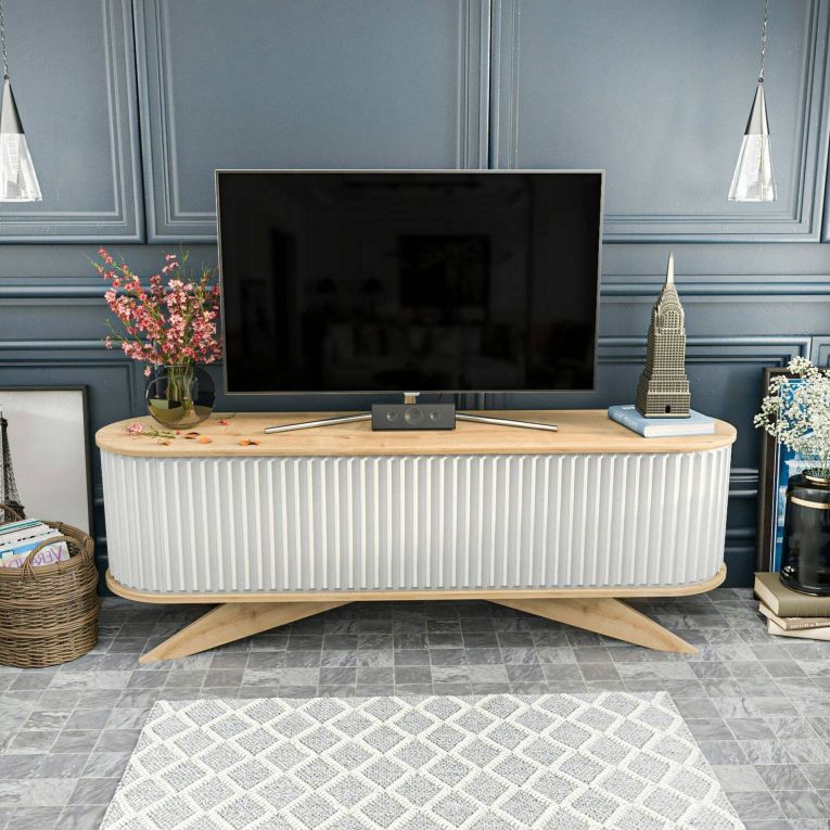 Porta TV quercia e bianco 180x43x60h cm in legno - Bailu