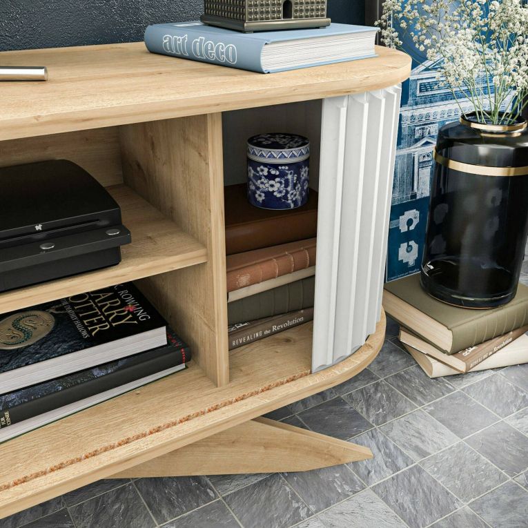 Porta TV quercia e bianco 180x43x60h cm in legno - Bailu