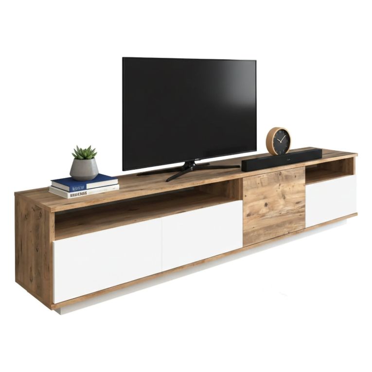 Porta TV quercia e bianco 180x44x44h cm 3 ante - Axi