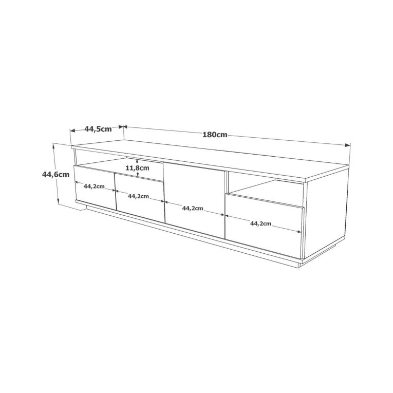 Porta TV quercia e bianco 180x44x44h cm 3 ante - Axi