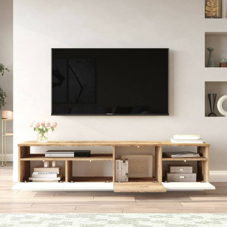 Porta TV quercia e bianco 180x44x44h cm 3 ante - Axi