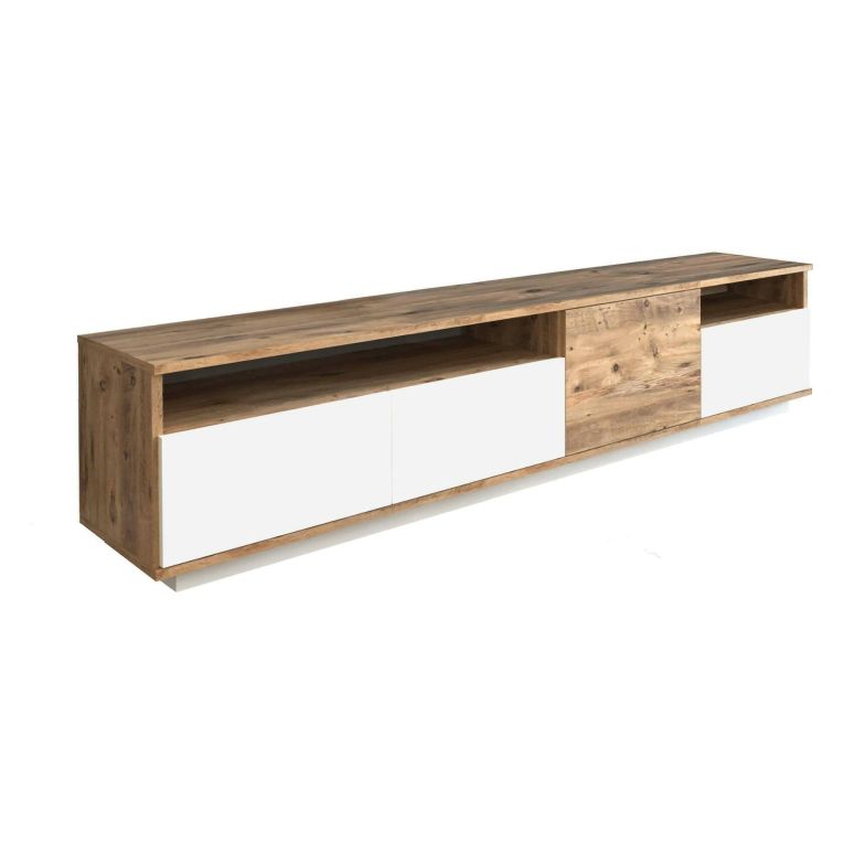 Porta TV quercia e bianco 180x44x44h cm 3 ante - Axi