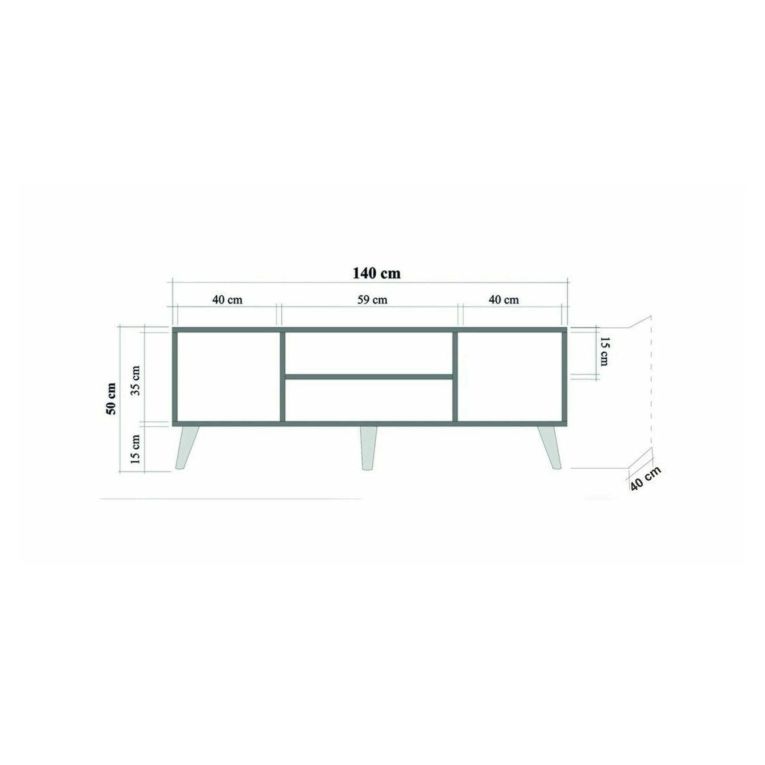 Porta TV quercia e multicolore 140x40x50h cm 2 ante - Enrica