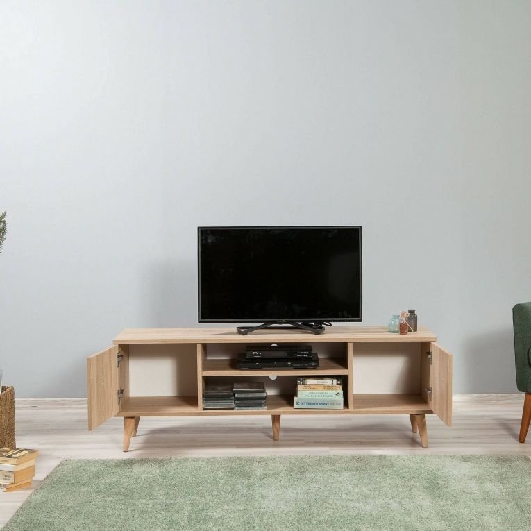 Porta TV quercia e multicolore 140x40x50h cm 2 ante - Enrica