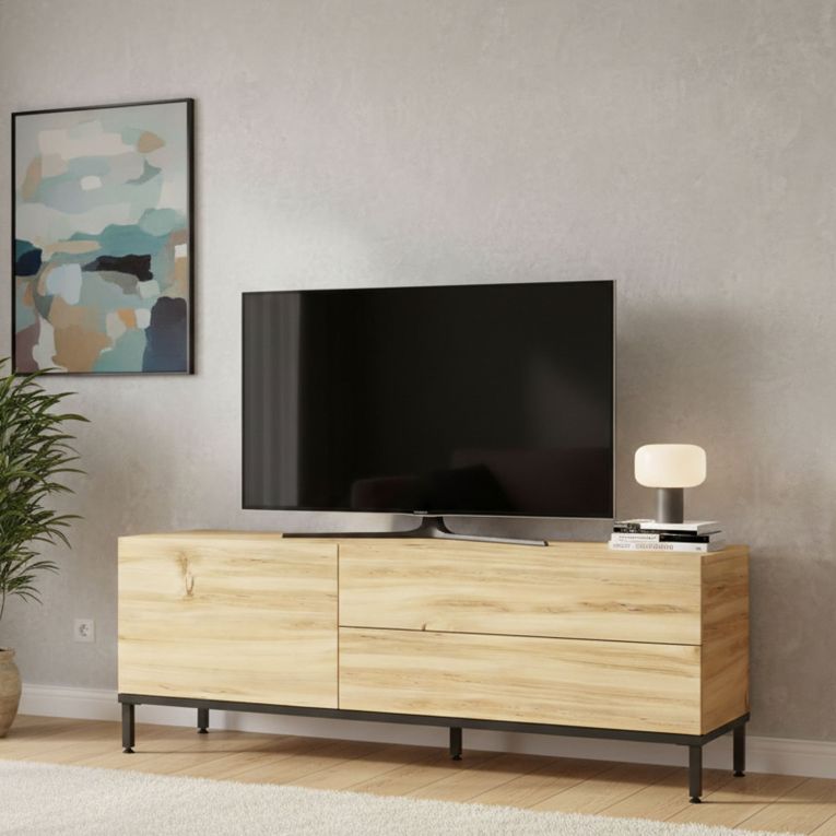 Porta TV quercia e nero 120x35x46h cm 3 ante - Zephir