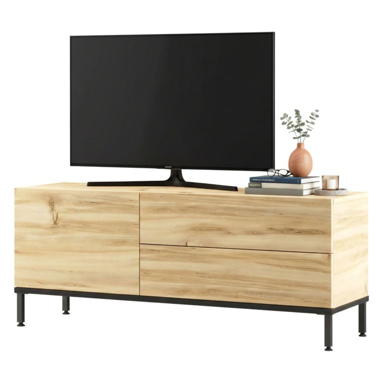 Porta TV quercia e nero 120x35x46h cm 3 ante - Zephir
