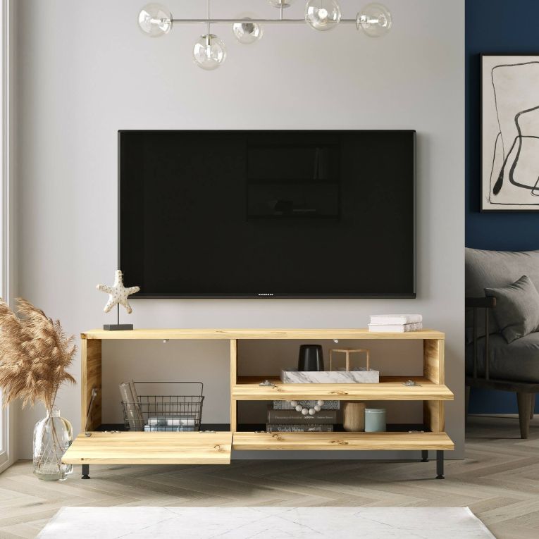 Porta TV quercia e nero 120x35x46h cm 3 ante - Zephir