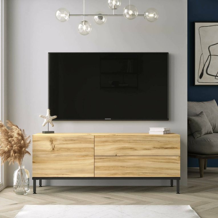 Porta TV quercia e nero 120x35x46h cm 3 ante - Zephir