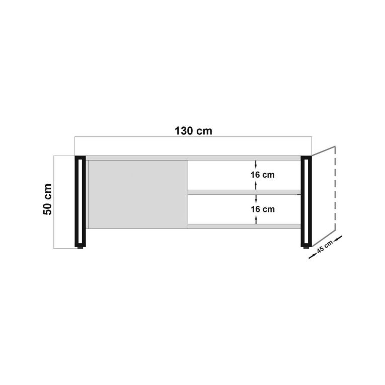 Porta TV quercia e nero 130x45x50h cm in legno - Luban