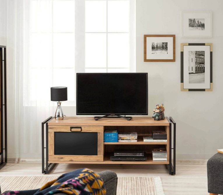Porta TV quercia e nero 130x45x50h cm in legno - Luban