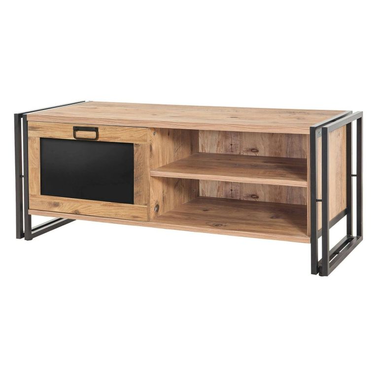 Porta TV quercia e nero 130x45x50h cm in legno - Luban