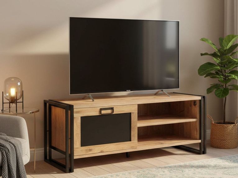 Porta TV quercia e nero 130x45x50h cm in legno - Luban