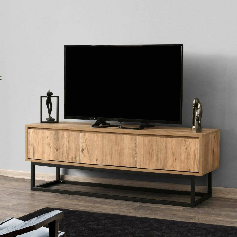 Porta TV quercia e nero 140x40x50h cm in legno - Ignazia