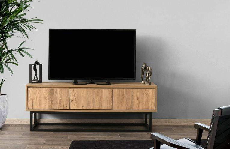Porta TV quercia e nero 140x40x50h cm in legno - Ignazia