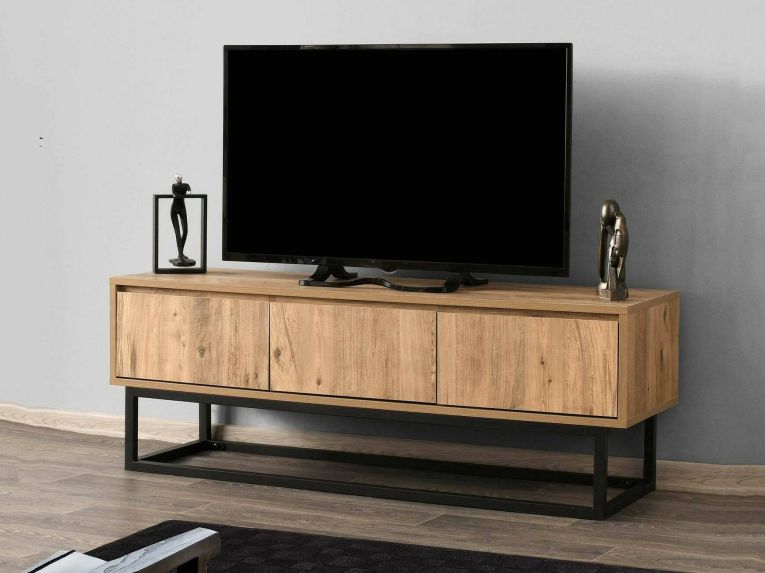 Porta TV quercia e nero 140x40x50h cm in legno - Ignazia