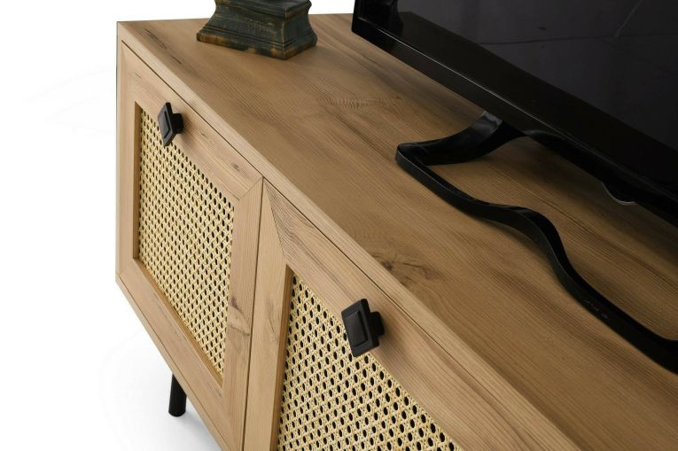 Porta TV quercia e nero 140x40x60h cm 3 ante - Assemini