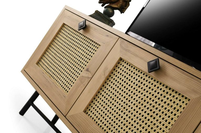 Porta TV quercia e nero 140x40x60h cm 3 ante - Assemini