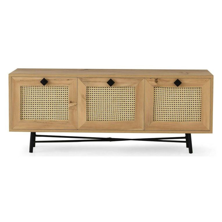 Porta TV quercia e nero 140x40x60h cm 3 ante - Assemini
